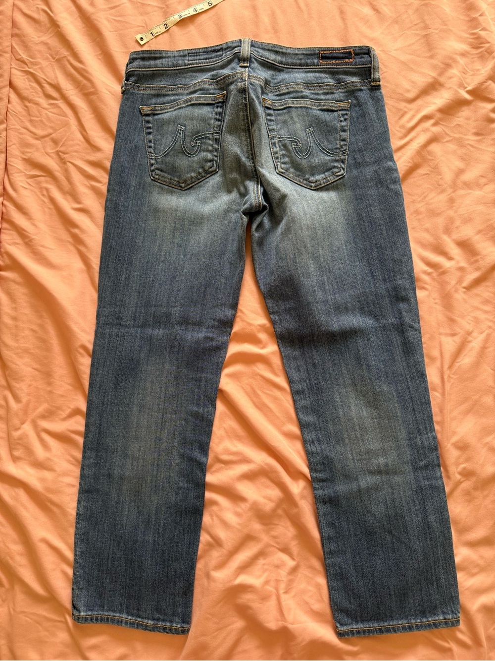 Ag Adriano Goldschmied Medium Blue Skinny Jeans with Multicolor Peace Embroidery - Picture 2 of 9